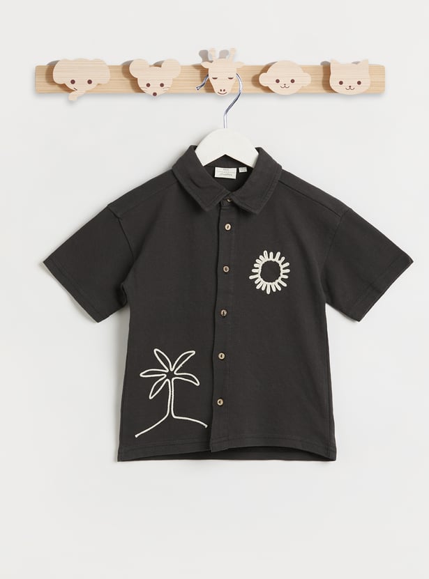 Juniors Embroidered Shirt And Shorts Set