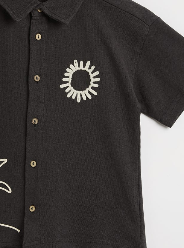 Juniors Embroidered Shirt And Shorts Set