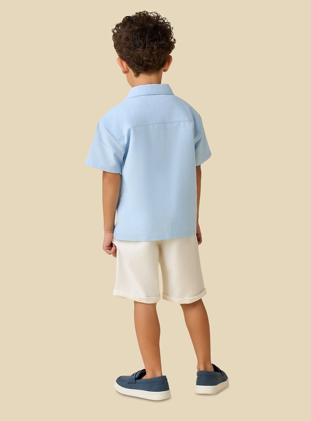 Juniors Floral Embroidered Shirt and Shorts Set