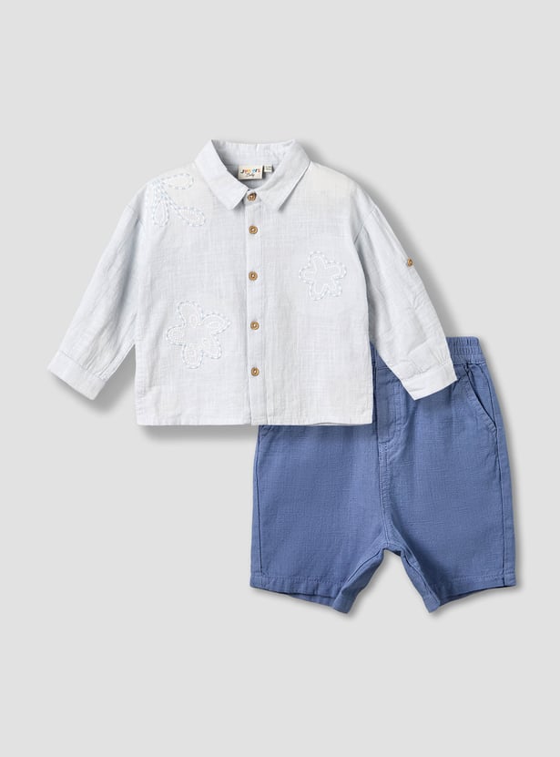 Juniors Embroidered Shirt and Shorts Set