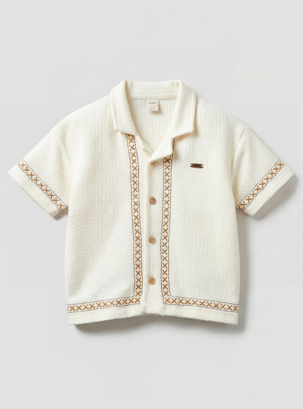 Giggles Embroidered Shirt and Shorts Set