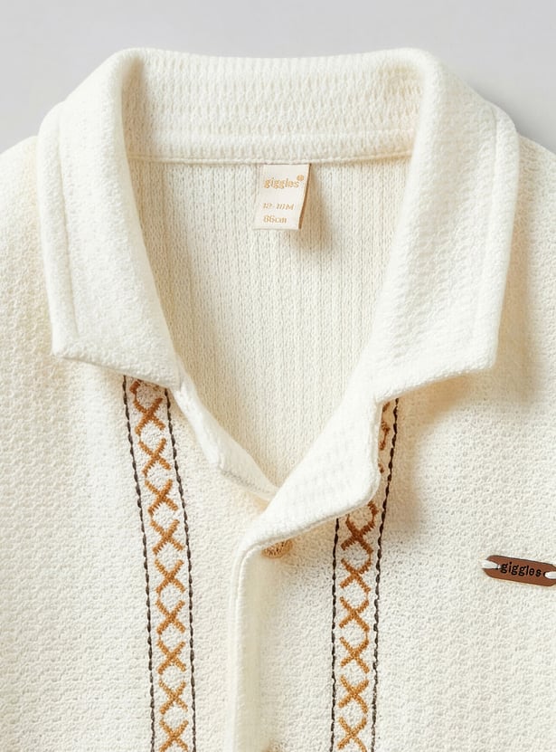 Giggles Embroidered Shirt and Shorts Set