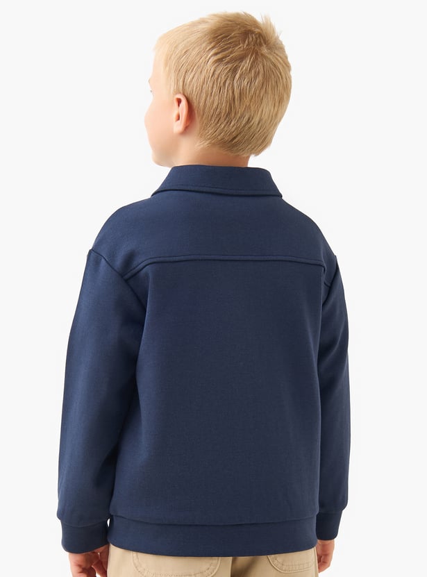 Juniors Solid Jacket with Zip Closure