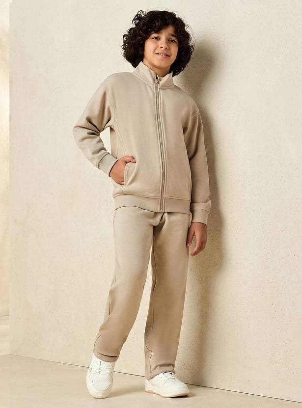 Juniors Solid Jacket and Track Pants Set