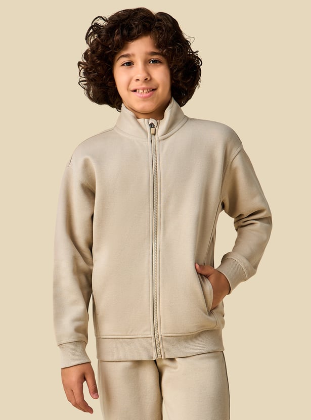 Juniors Solid Jacket and Track Pants Set