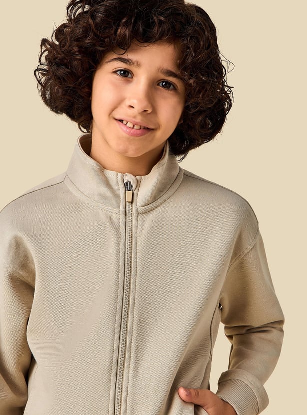 Juniors Solid Jacket and Track Pants Set