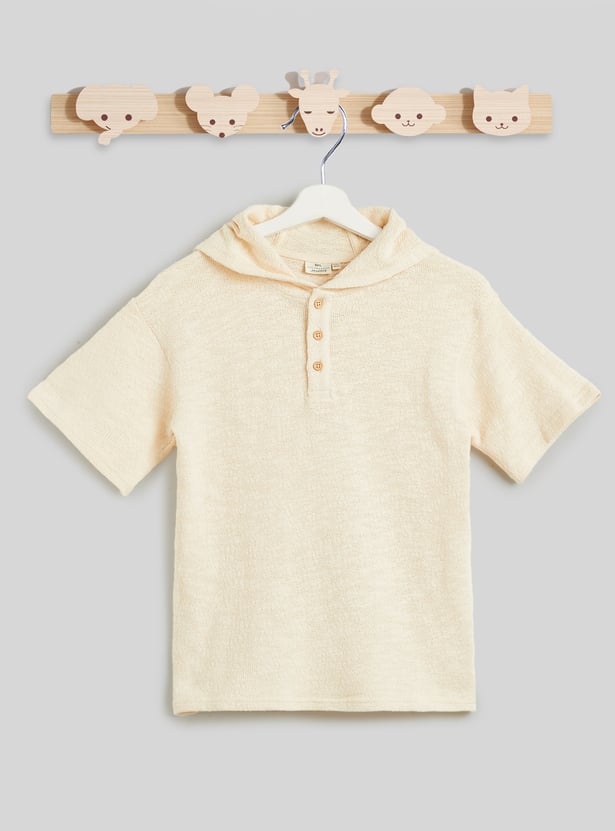 Juniors Textured Hooded T-shirt