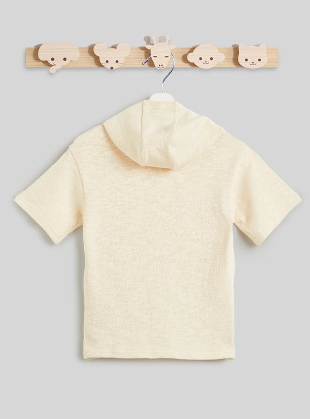 Juniors Textured Hooded T-shirt