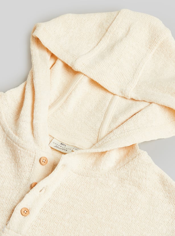 Juniors Textured Hooded T-shirt