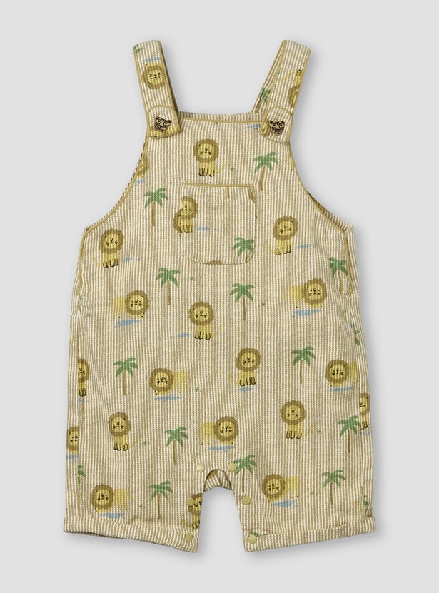 Juniors Lion Print T-shirt and Dungaree Set