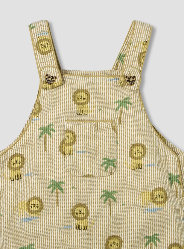 Juniors Lion Print T-shirt and Dungaree Set