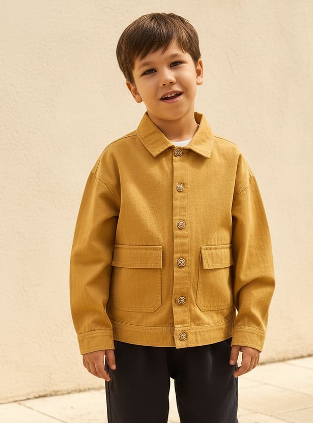 Juniors Solid Long Sleeves Shirt with Pocket