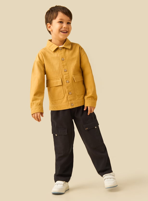 Juniors Solid Long Sleeves Shirt with Pocket