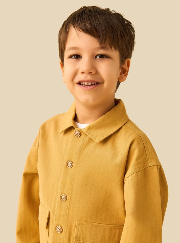 Juniors Solid Long Sleeves Shirt with Pocket