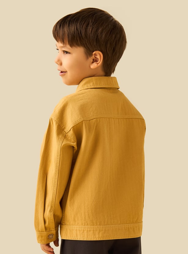 Juniors Solid Long Sleeves Shirt with Pocket