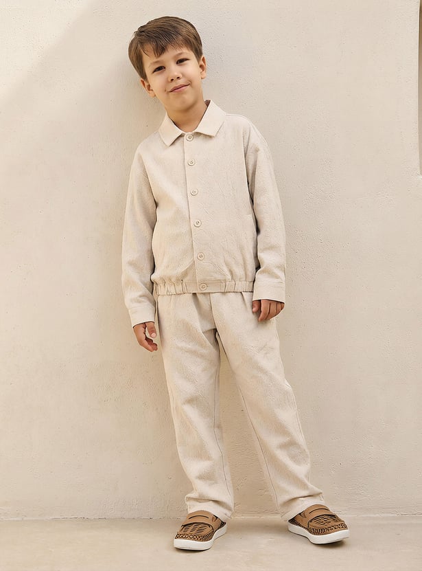 Juniors Textured Shirt and Trousers Set