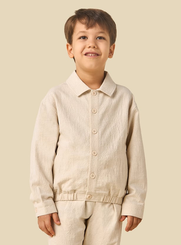 Juniors Textured Shirt and Trousers Set