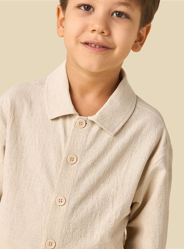 Juniors Textured Shirt and Trousers Set