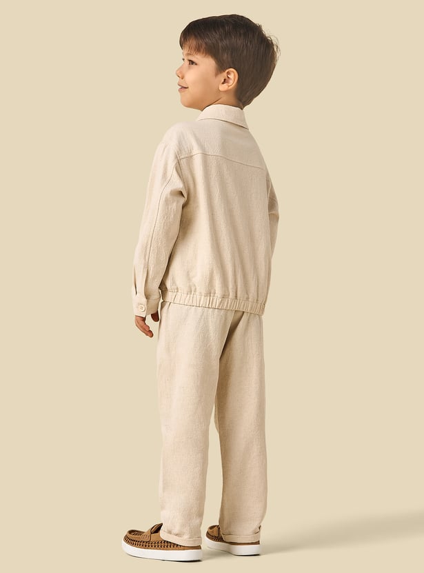 Juniors Textured Shirt and Trousers Set