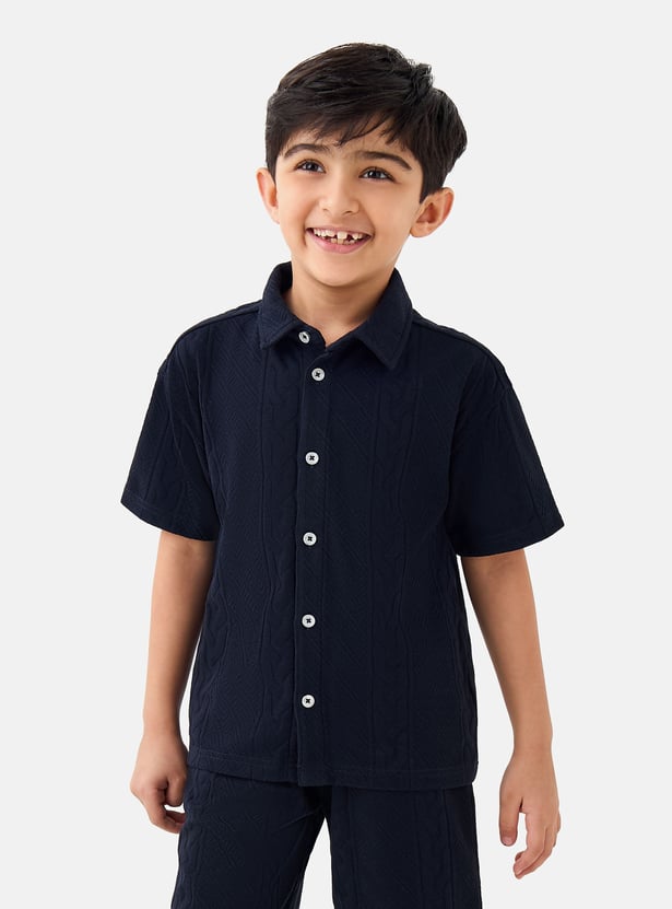 Juniors Textured Shirt and Shorts Set