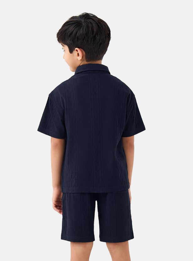 Juniors Textured Shirt and Shorts Set