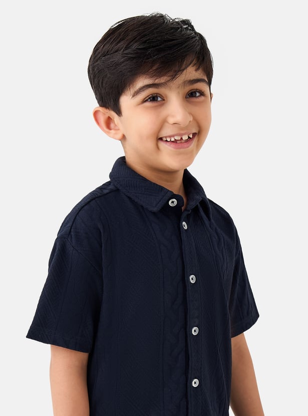 Juniors Textured Shirt and Shorts Set