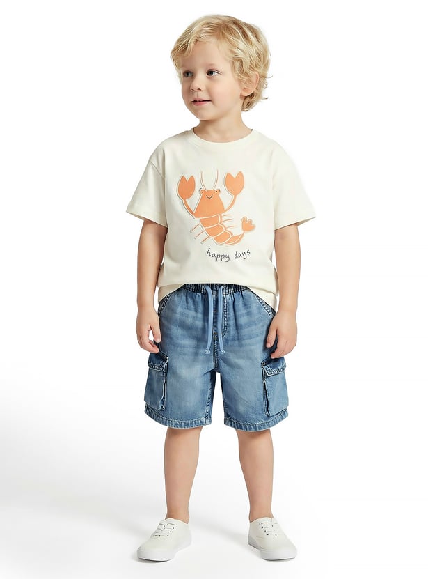 Juniors Washed Cargo Denim Shorts