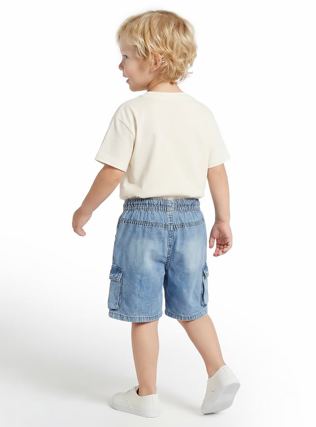 Juniors Washed Cargo Denim Shorts