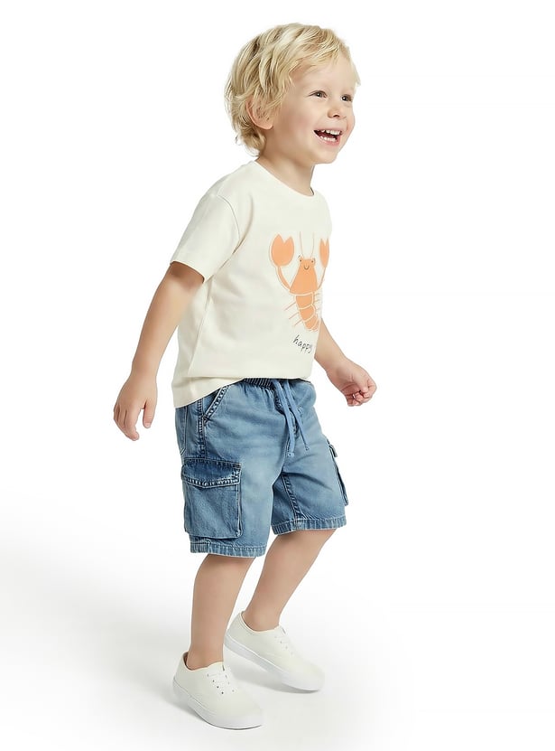Juniors Washed Cargo Denim Shorts