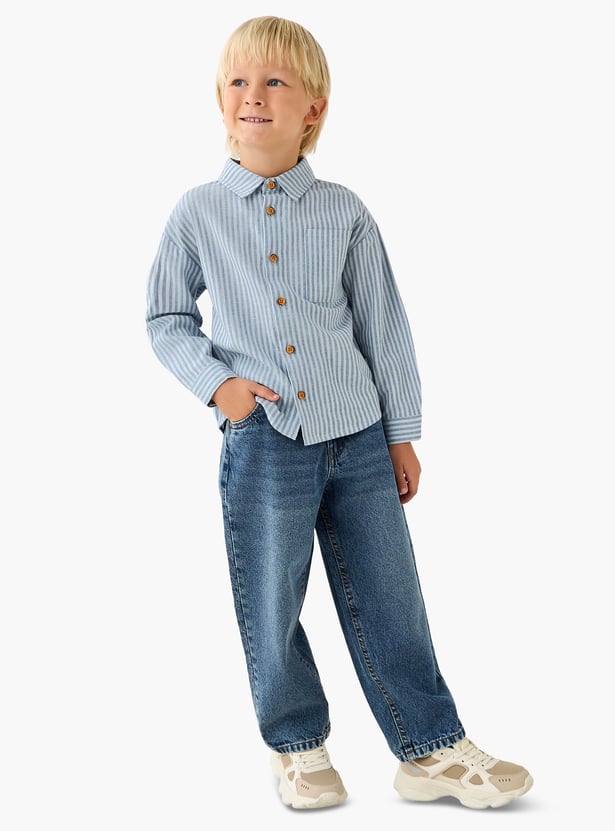 Juniors Washed Jeans with Elasticated Waist
