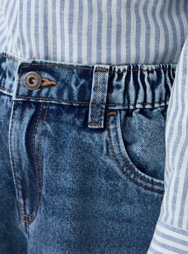 Juniors Washed Jeans with Elasticated Waist