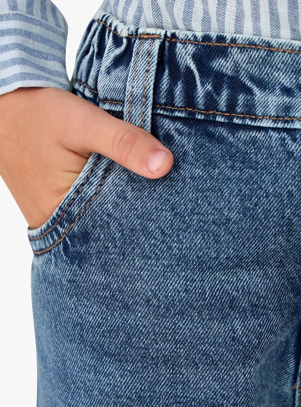 Juniors Washed Jeans with Elasticated Waist