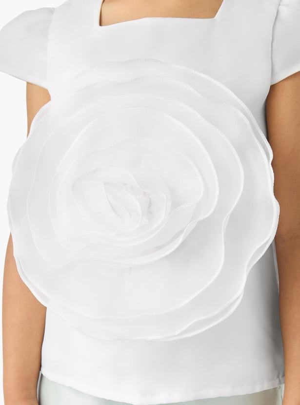 Juniors Floral Applique Top