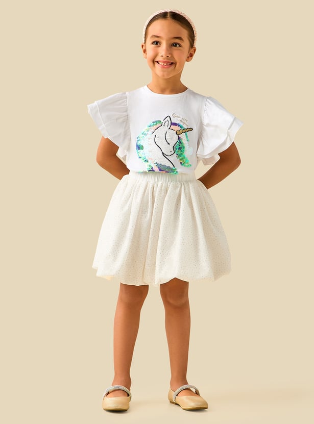 Juniors Glitter Embellished Bubble Skirt