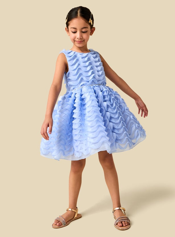 Juniors Ruffle Detail Fit and Flare Dress