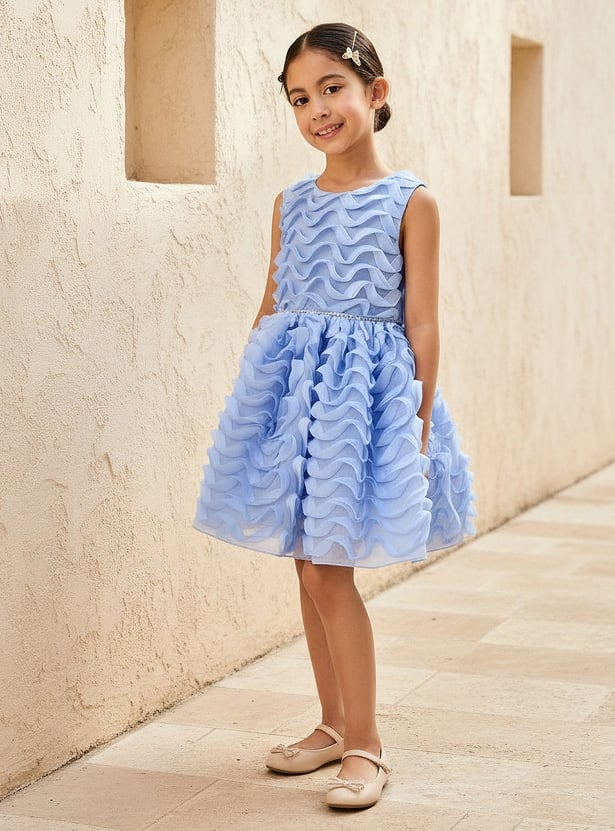 Juniors Ruffle Detail Fit and Flare Dress