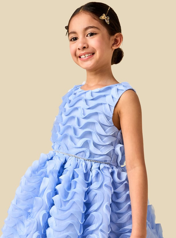 Juniors Ruffle Detail Fit and Flare Dress