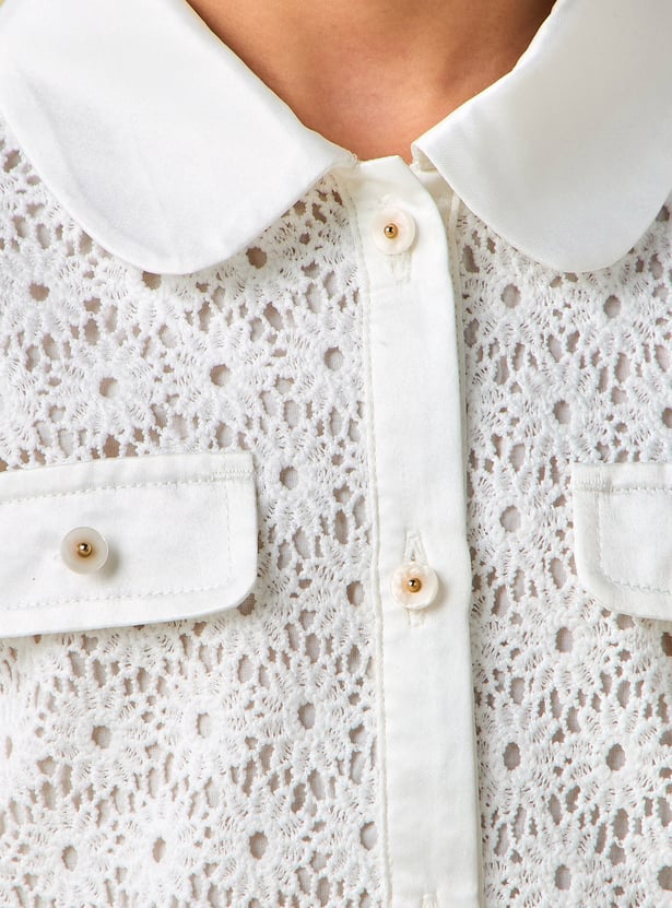 Juniors Floral Broderie Anglaise Detail Shirt and Shorts Set