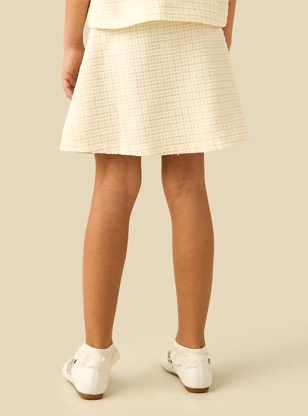 Juniors Tweed Embellished Mini Skirt