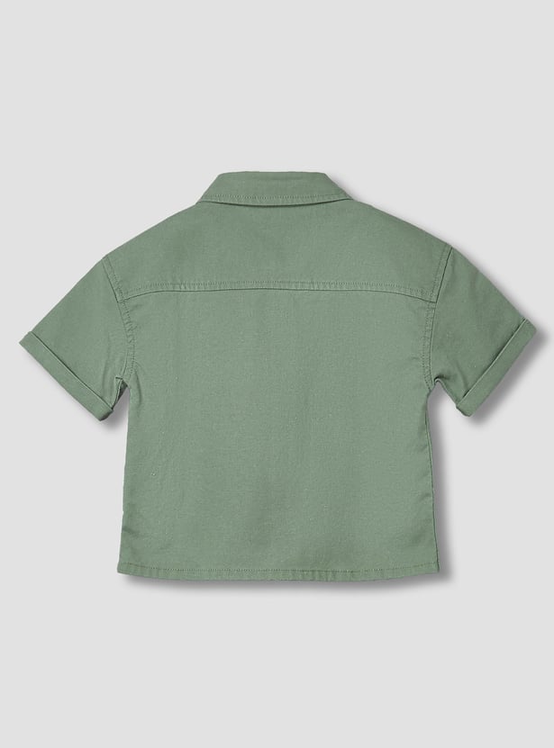 Giggles Floral Embroidered Shirt and Shorts Set