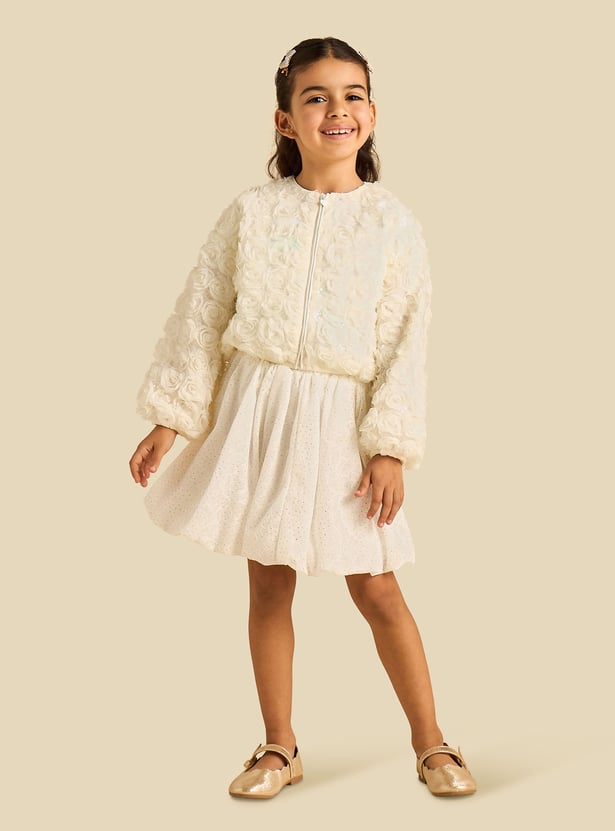 Juniors Floral Applique Jacket