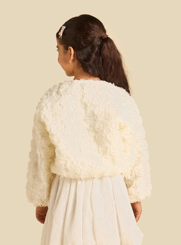 Juniors Floral Applique Jacket