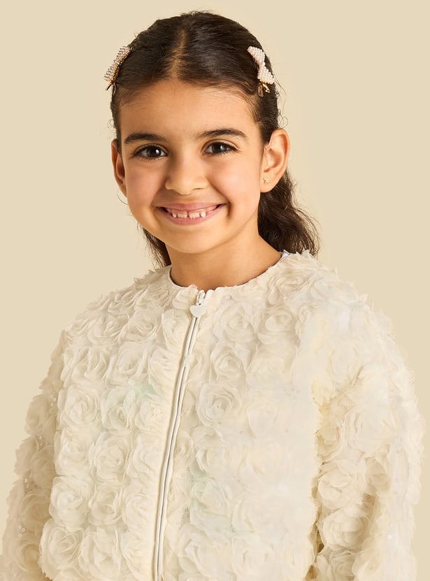 Juniors Floral Applique Jacket