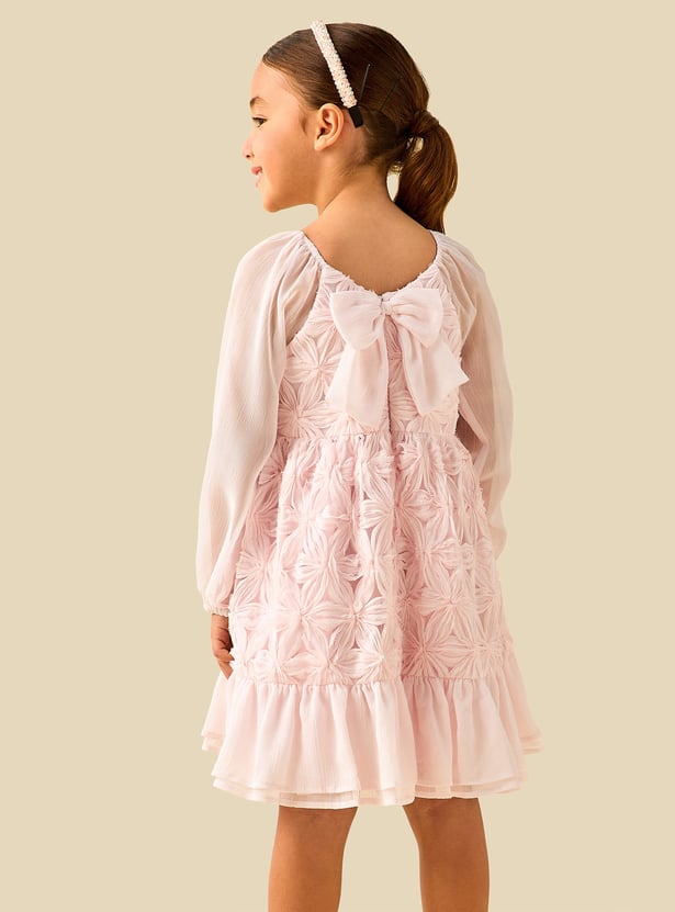 Juniors Floral Applique A-Line Dress