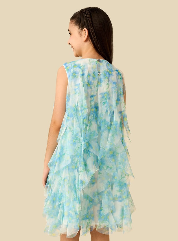 Juniors Floral Print Ruffle Dress