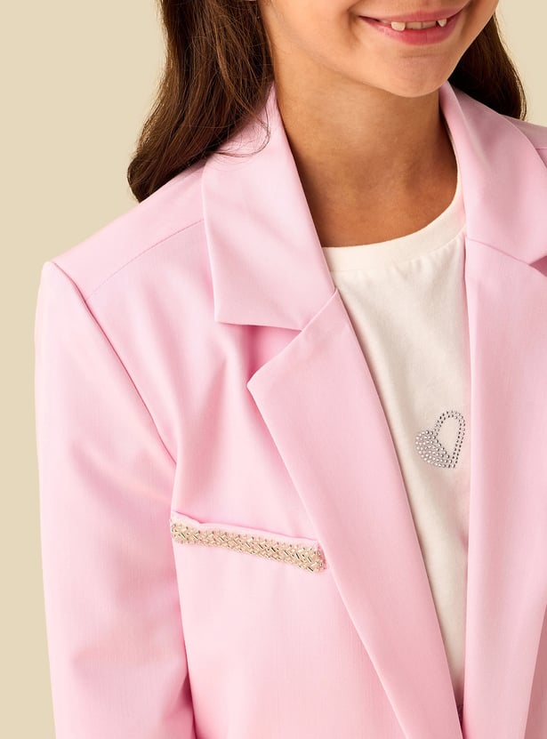 Juniors Embellished Blazer with Notch Lapel