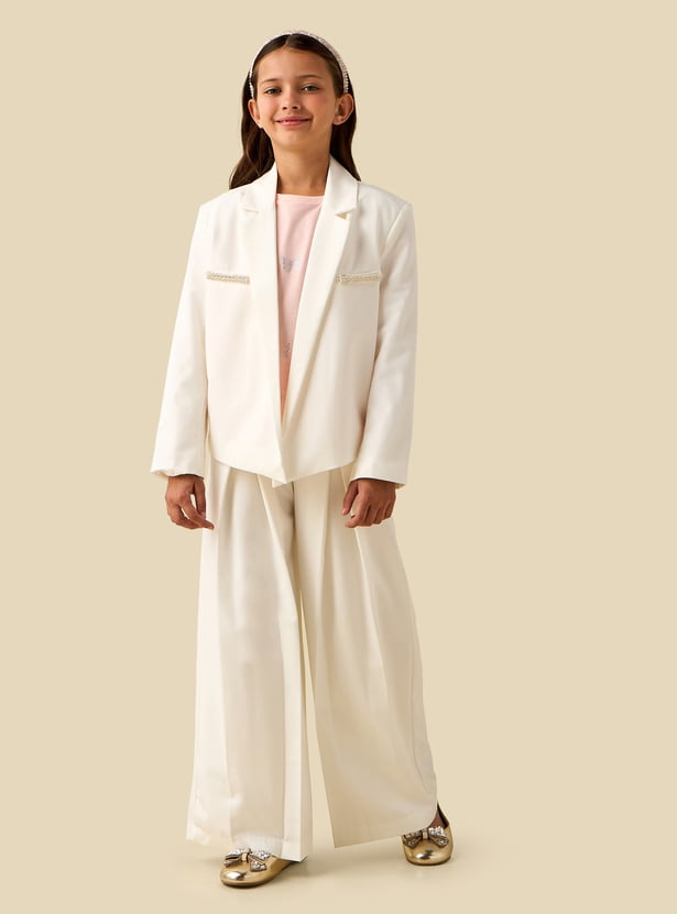 Juniors Embellished Blazer with Notch Lapel