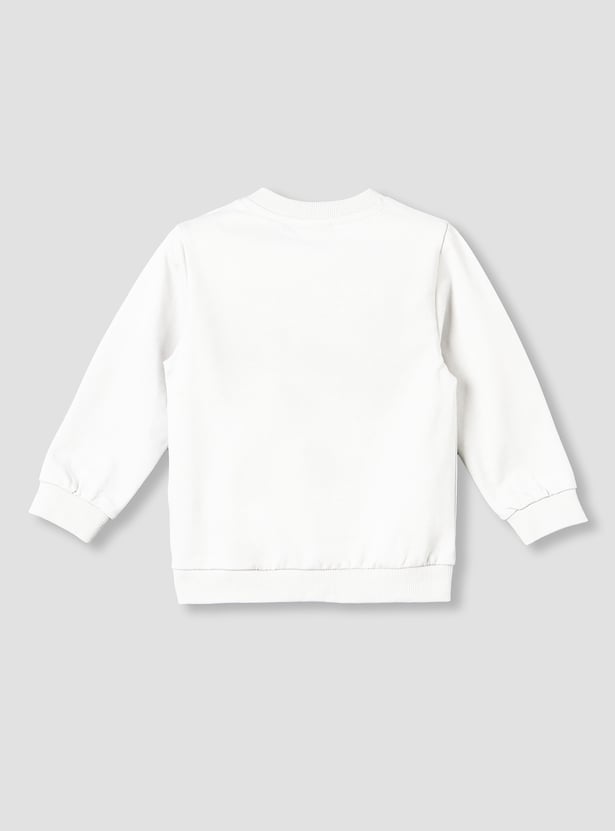 Juniors Bear Print Sweatshirt with Button Closure