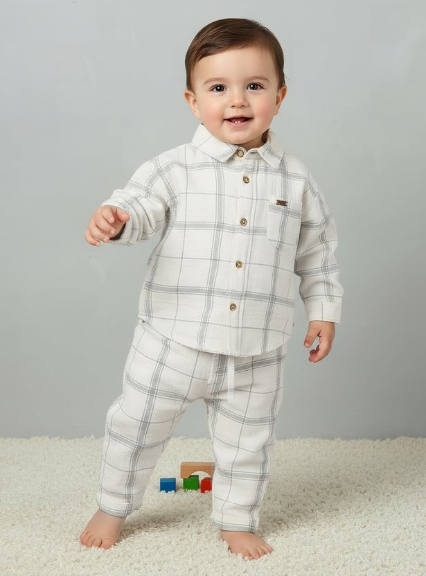 Giggles Checked Shirt And Pants Set