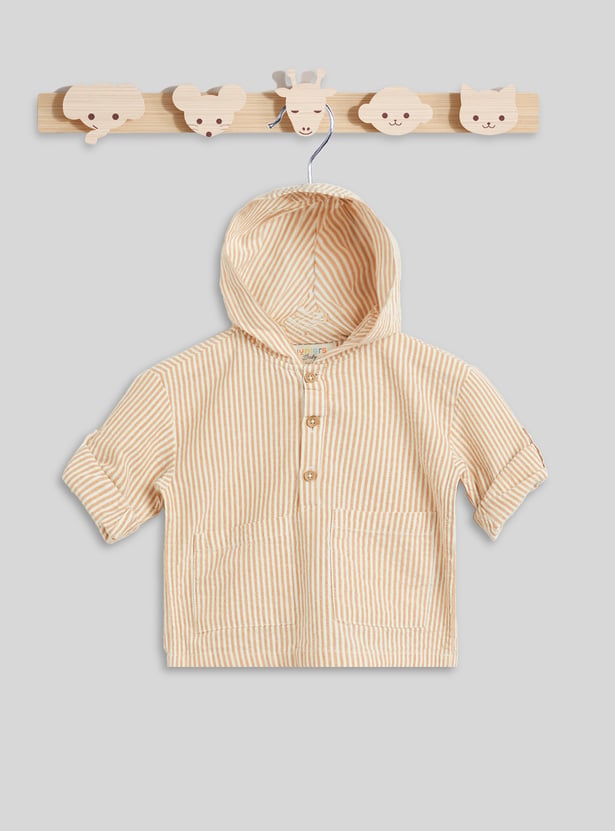Juniors Striped Hooded Shirt